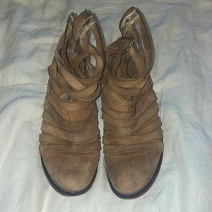 Free People Leather Strap Booties 38